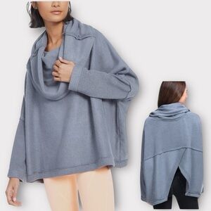 Free People Boho Huntington Pullover Women’s Size SP Grey Cowl Neck Cros…